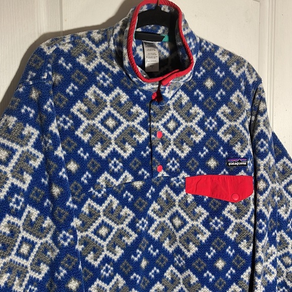 Patagonia Synchilla Snap T Size Small Aurora Blue Snowflake - Picture 2 of 9
